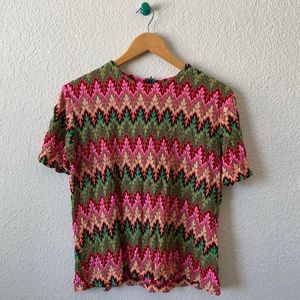 Missoni-Style Vintage Knit Short-Sleeve